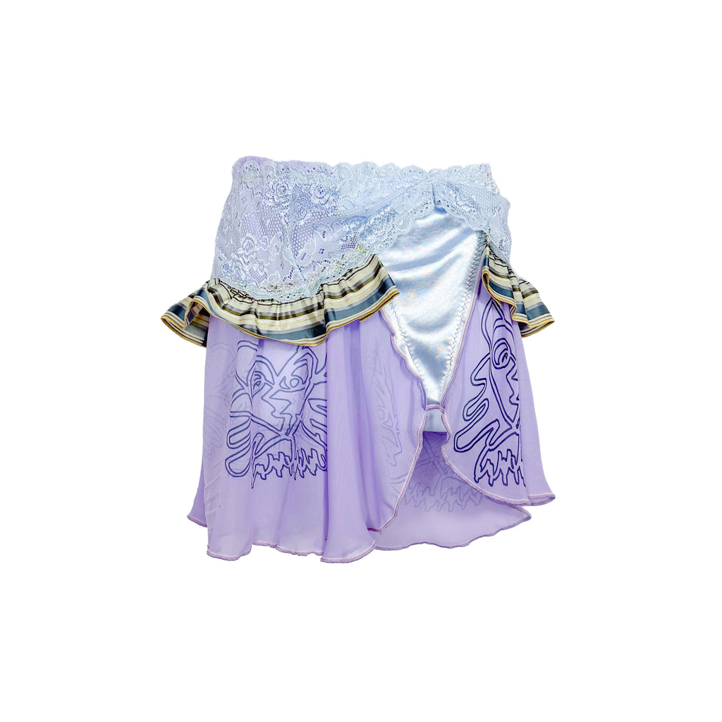 Purple Acid Kitty Flouncy Mini Skirt