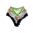 Green Lace Ruffles Flouncy Mini Skirt