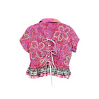 Pink Flower Power Rhinestone Leopard Suede Jacket