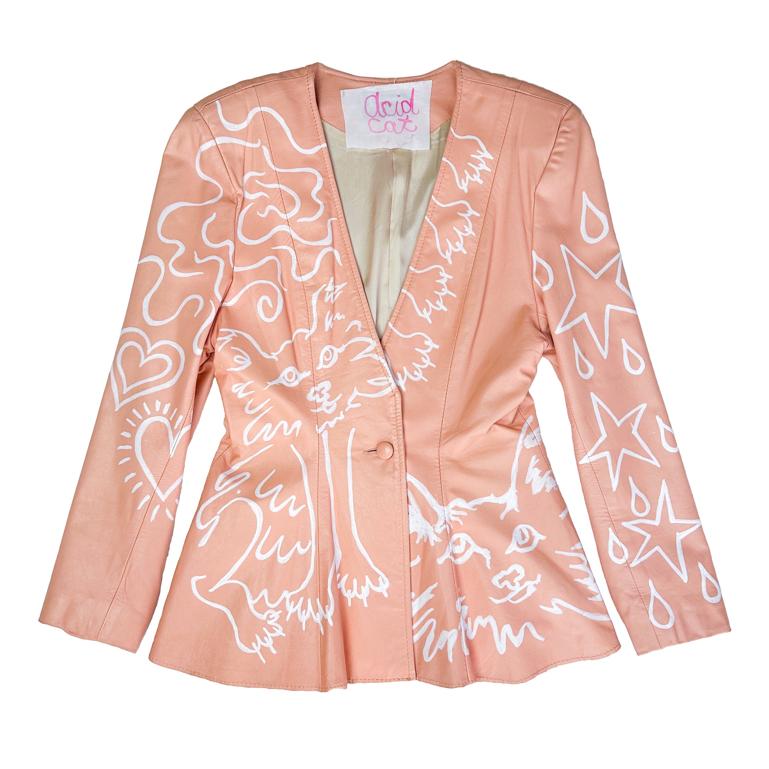 Swords And Heart Sparkle Peach Leather Jacket