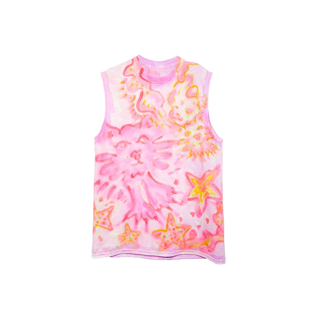 Kitty Quest for Stars Handpainted Tank Tee