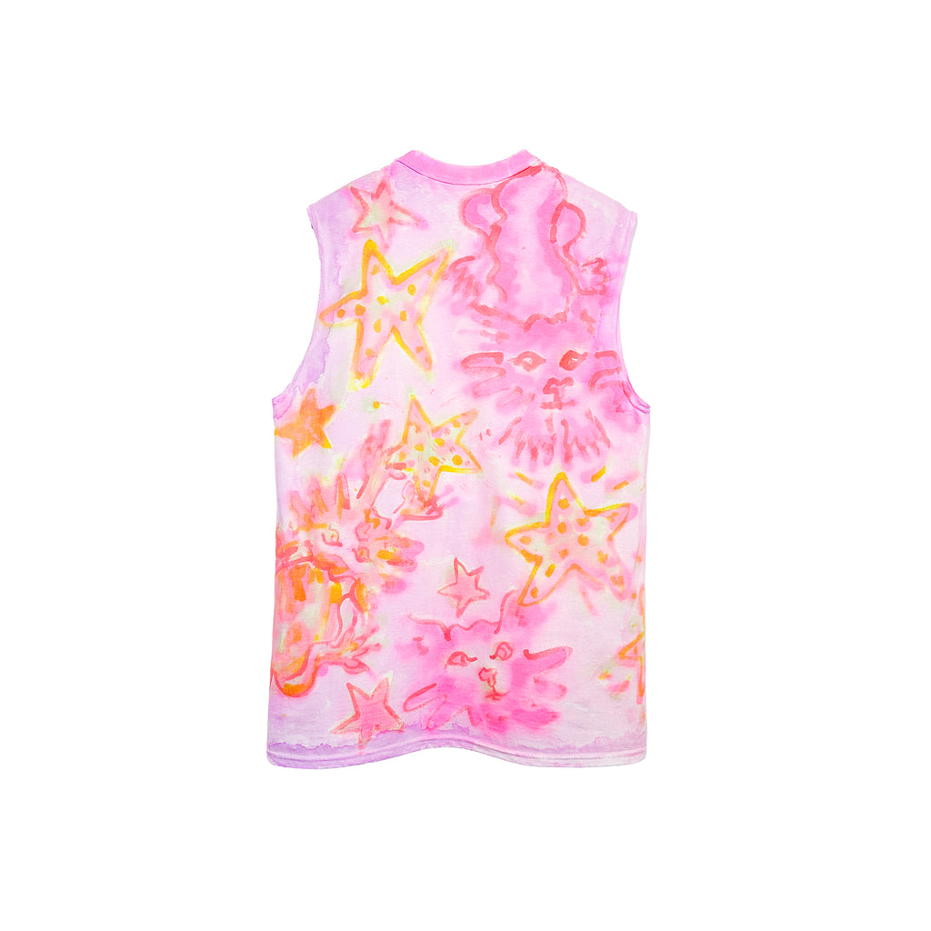 Kitty Quest for Stars Handpainted Tank Tee