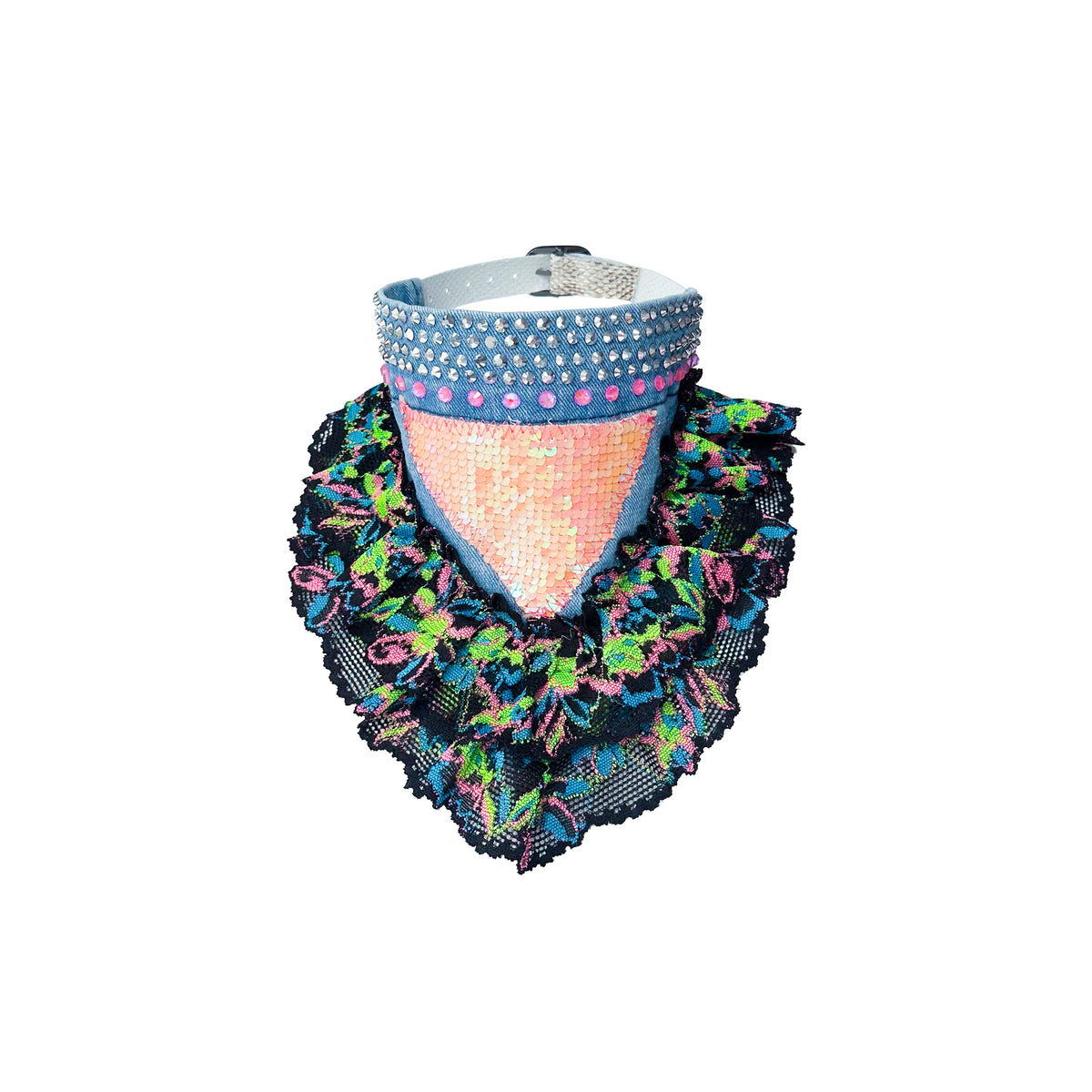 Pet Neon Lace and Sequins Fancy Bandana