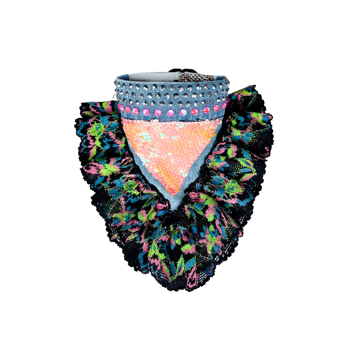 Pet Neon Lace and Sequins Fancy Bandana