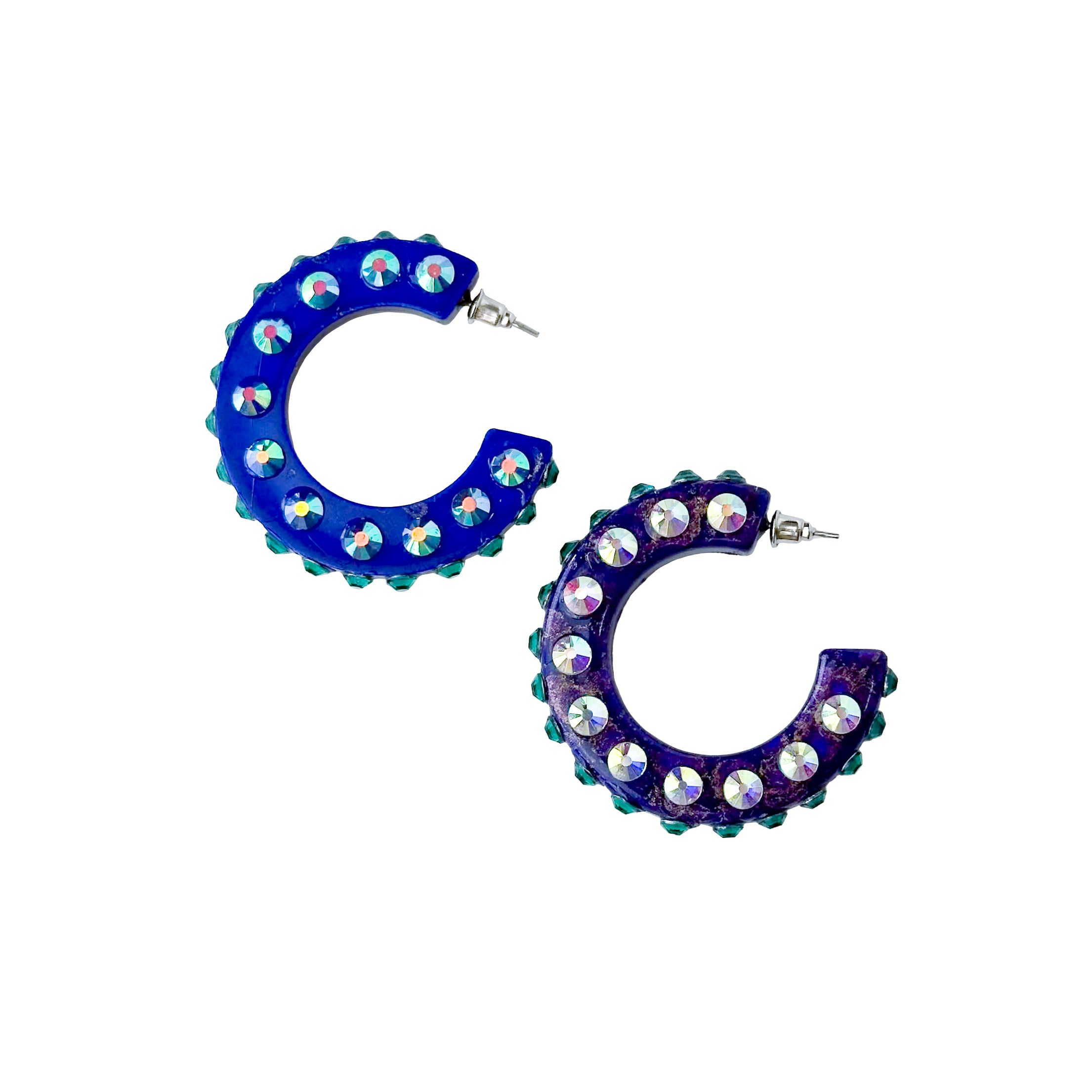 Thick Purple Sparkle Hoop Earring
