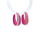 Wavy Fuschia Sparkle Hoop Earring