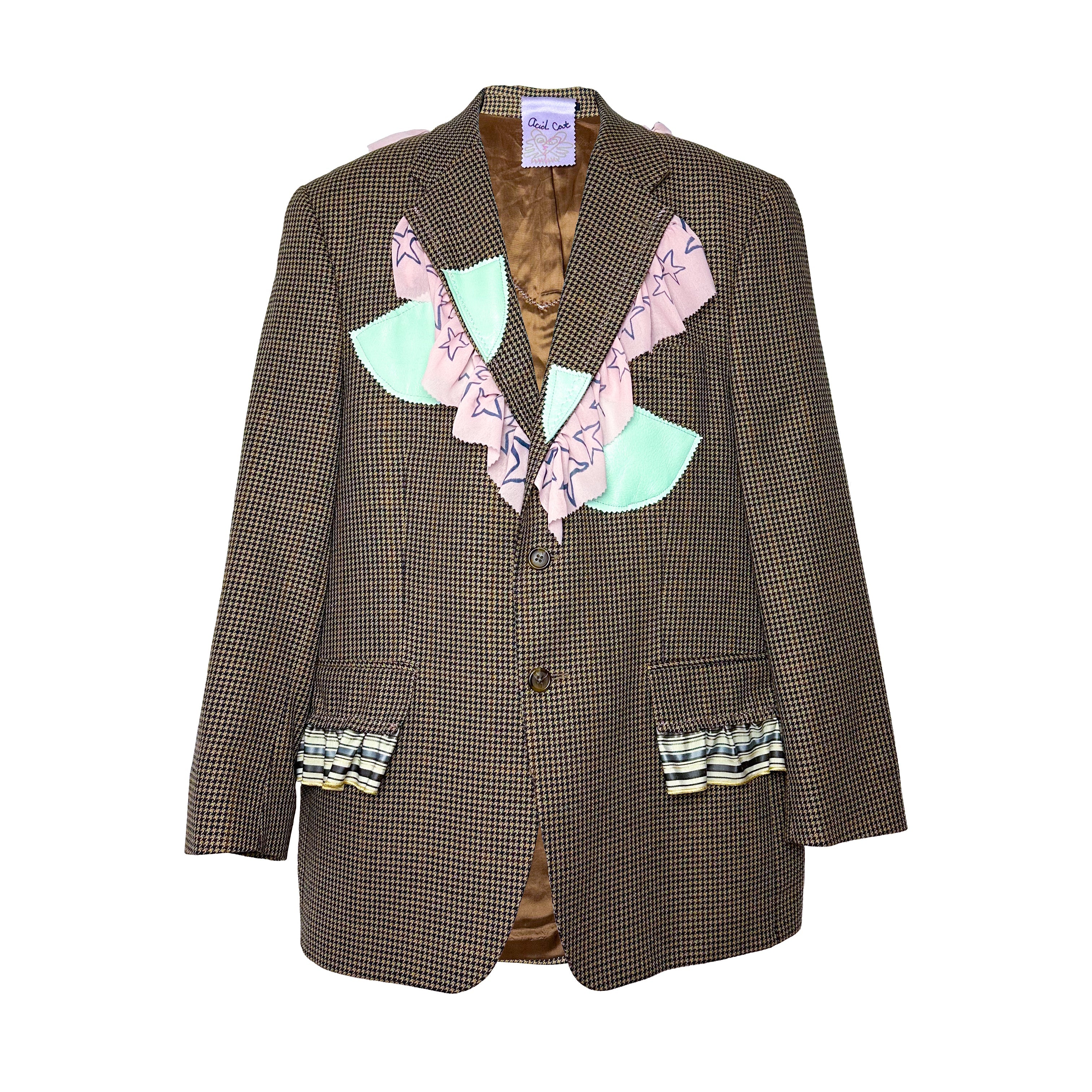 Oversized Collage Ruffle Tweed Blazer