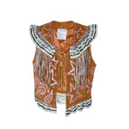 Paisley Dream Brown Suede Ruffle Vest