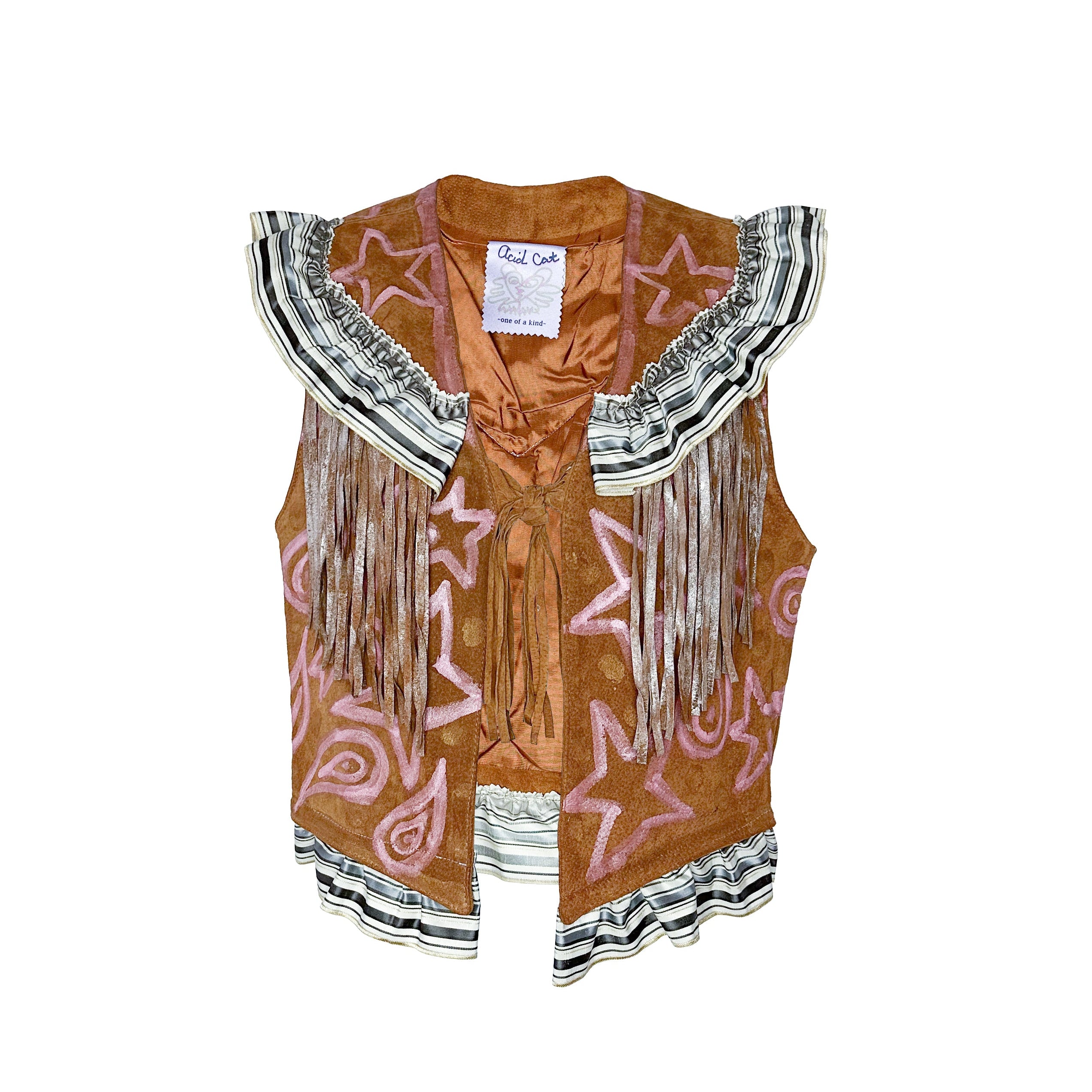 Paisley Dream Brown Suede Ruffle Vest