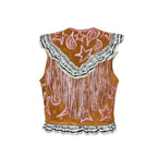 Paisley Dream Brown Suede Ruffle Vest