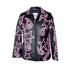 Black Paisley Dream Leather Jacket
