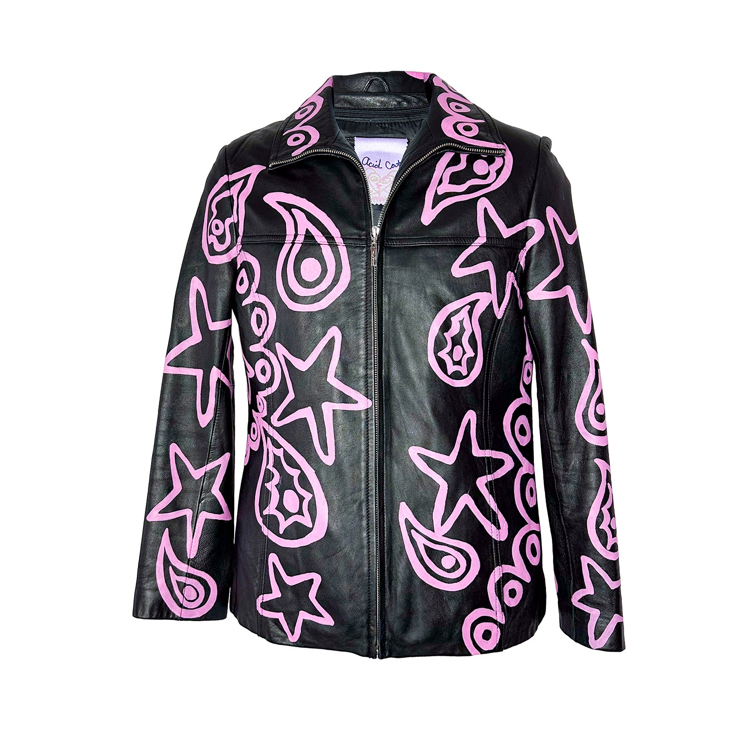 Black Paisley Dream Leather Jacket