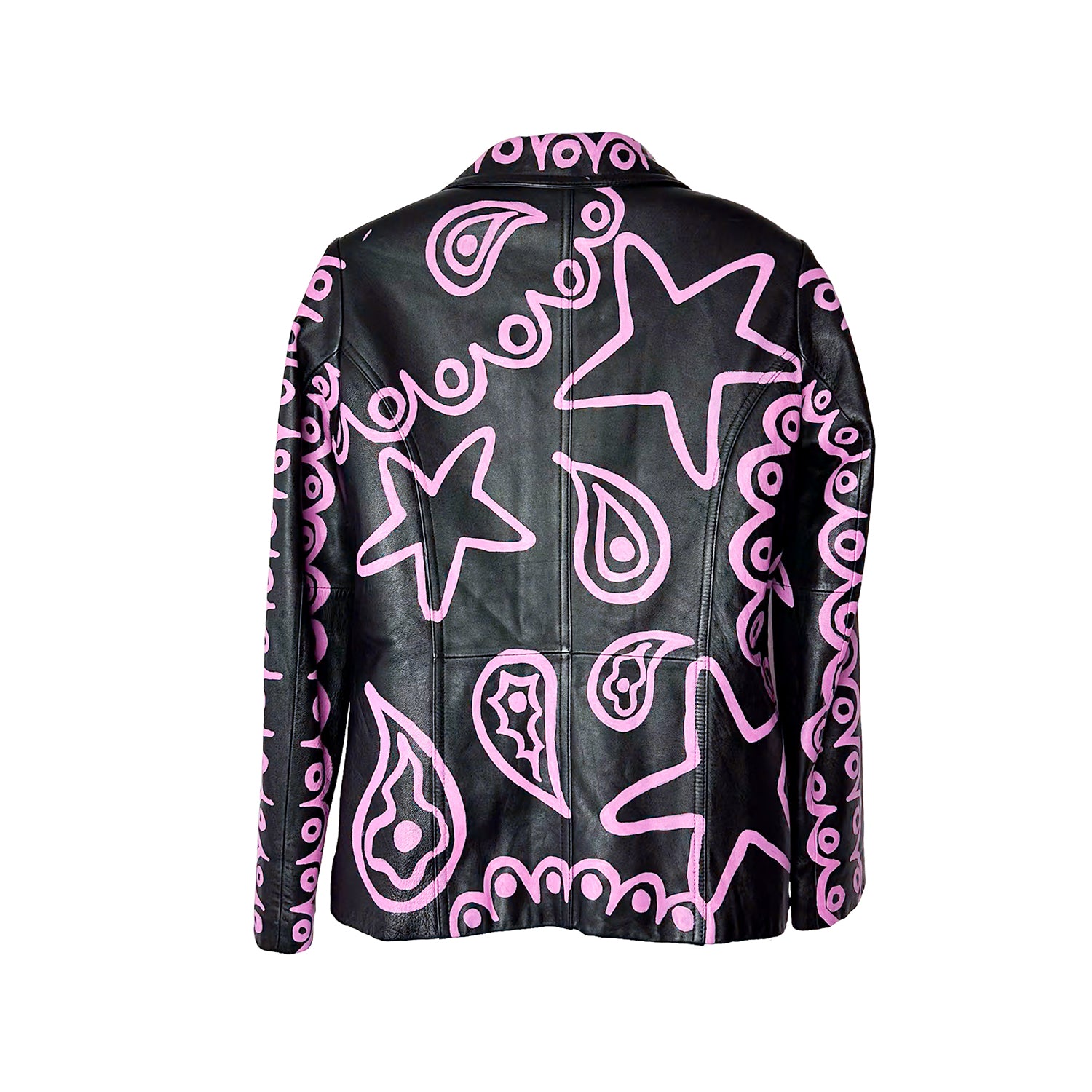 Black Paisley Dream Leather Jacket