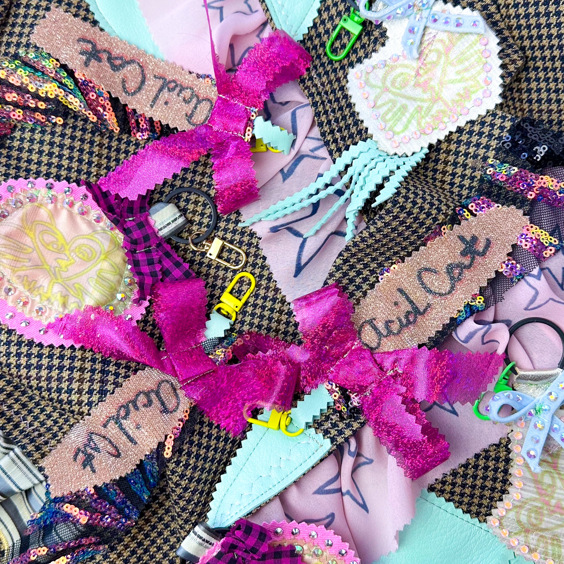 Acid Cat Upcycled Sequin Super Sparkle Bag Charm