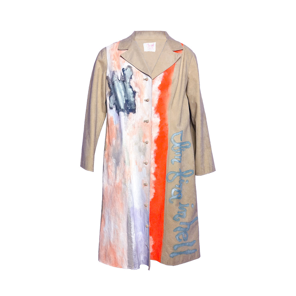 I'm Fine Hell Painted Suede Coat