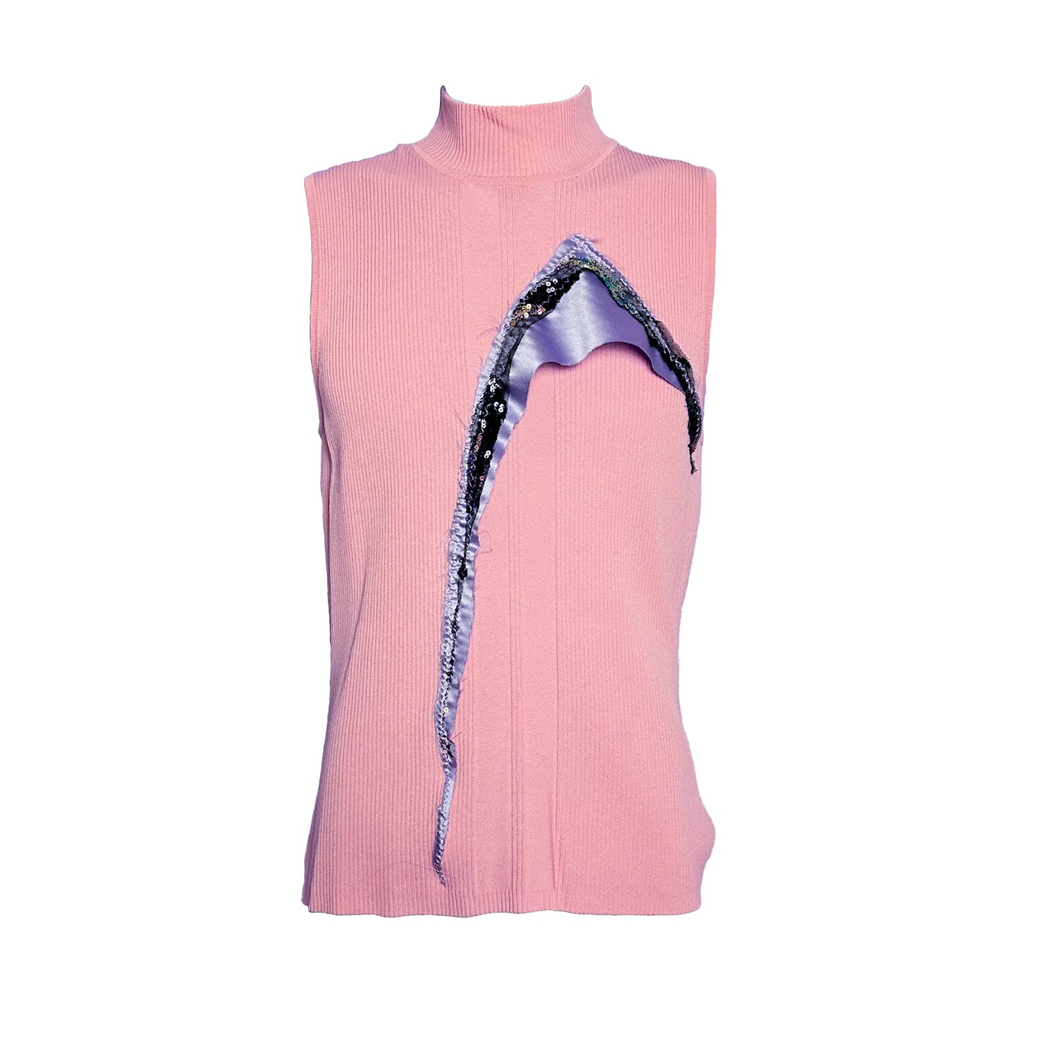 Pink Collage Detail Sweater Tank