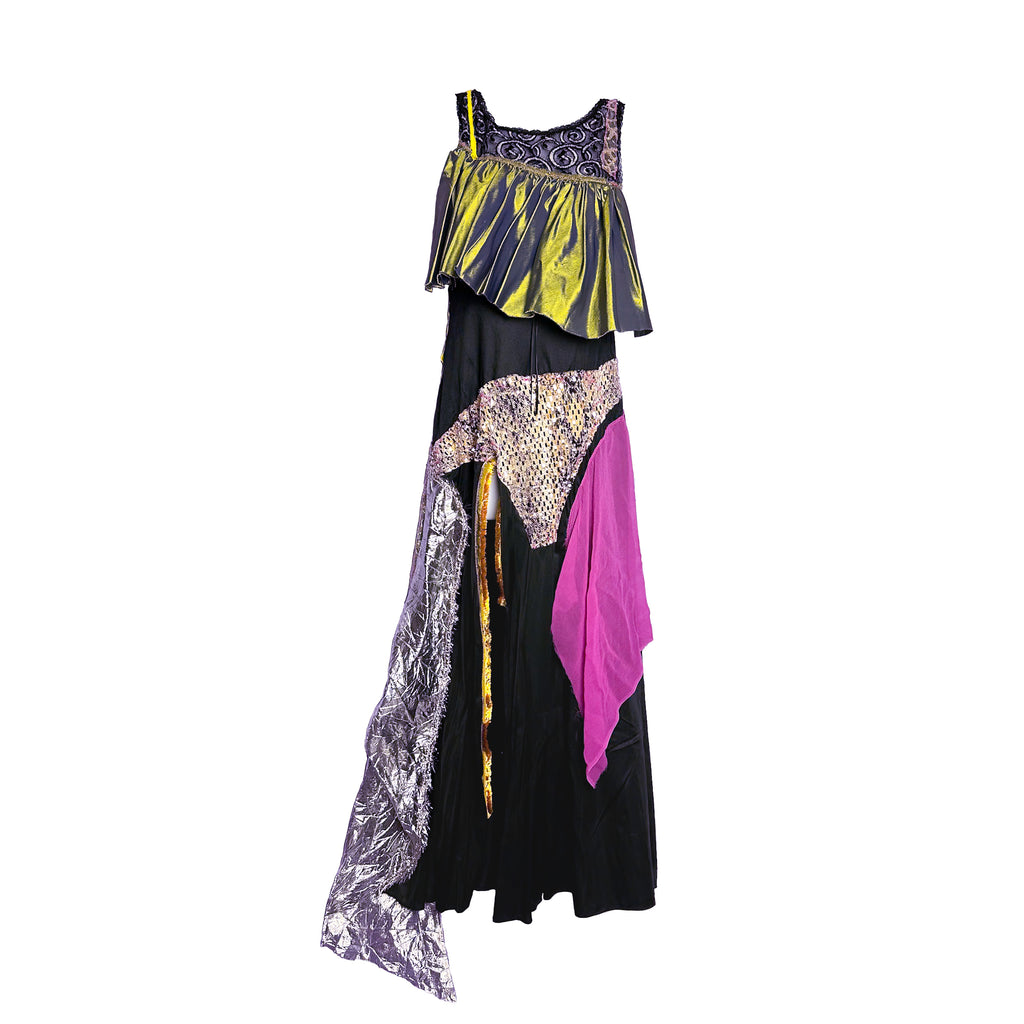 High Slit Maxi Collage Black Slip Dress