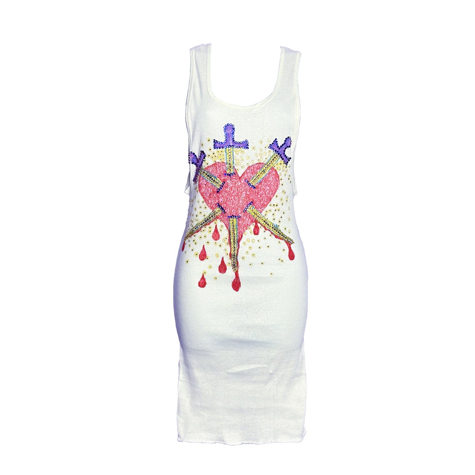 Broken Trust Bleeding Swords Rhinestone Tank