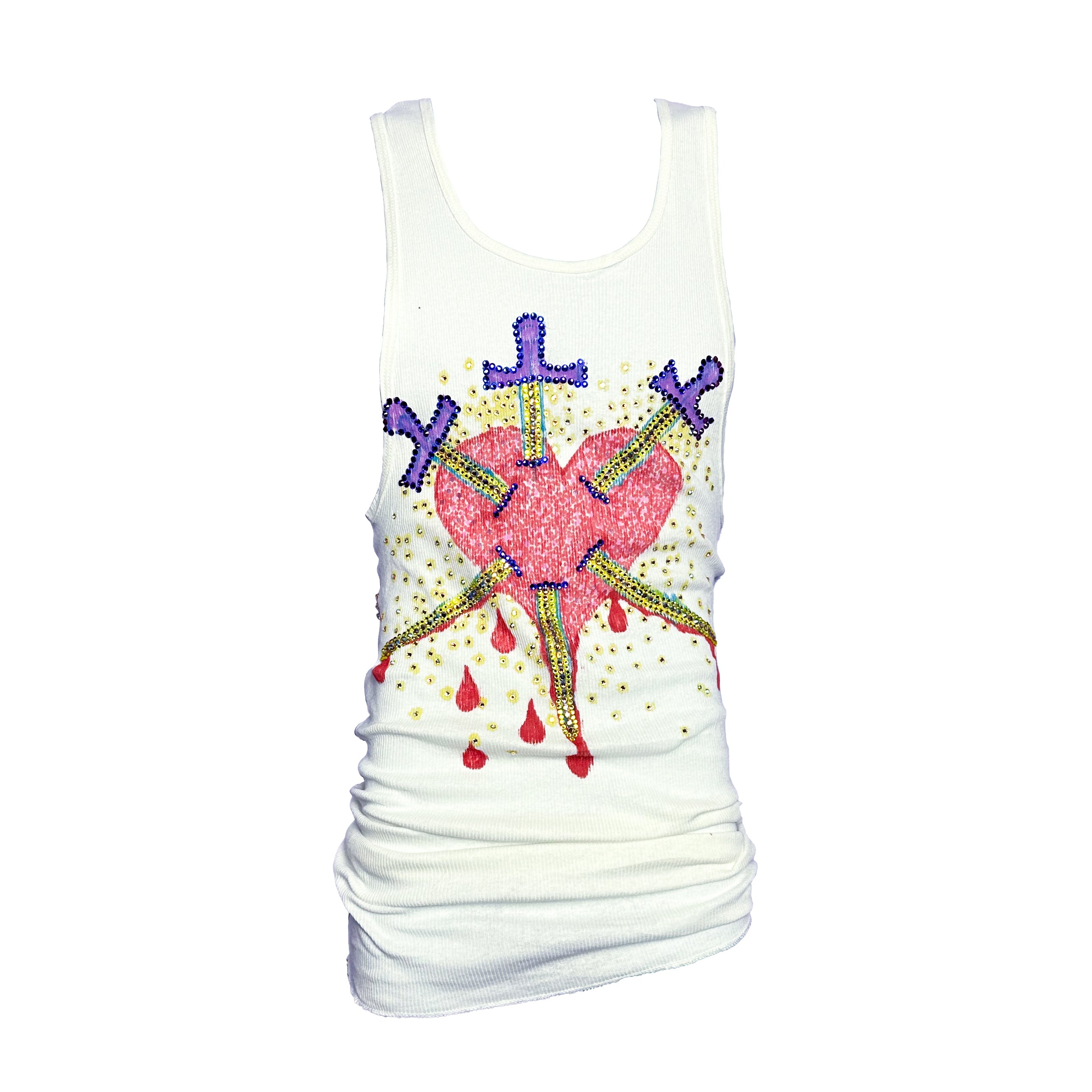 Broken Trust Bleeding Swords Rhinestone Tank