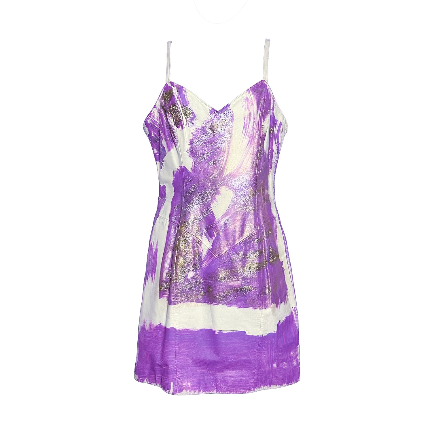 Purple And Glitter Painted Leather Dress