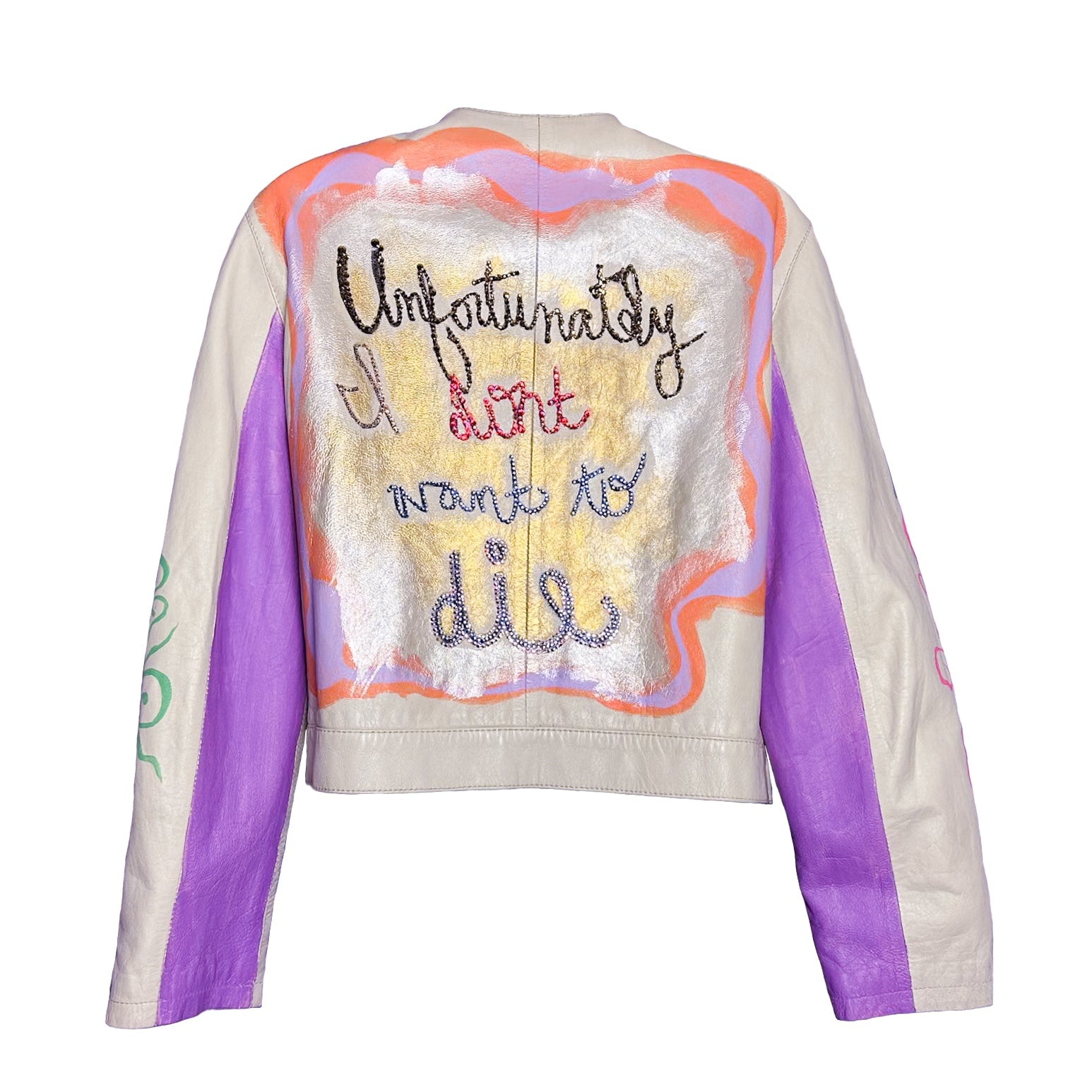 Unfortunately Painted Rhinestone Leather Jacket