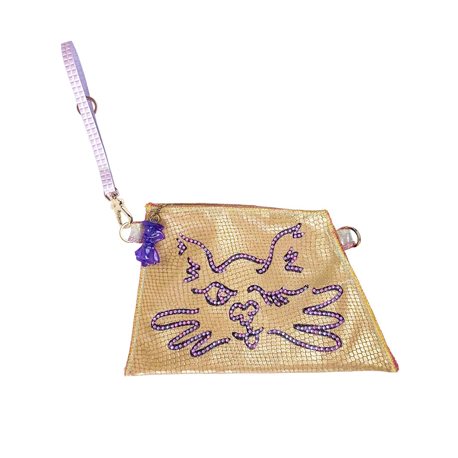Winky Kitty Sparkle Gold Leather Bag