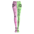 Kitty Quest Pink And Green Colorblock Tights *PRE-ORDER*