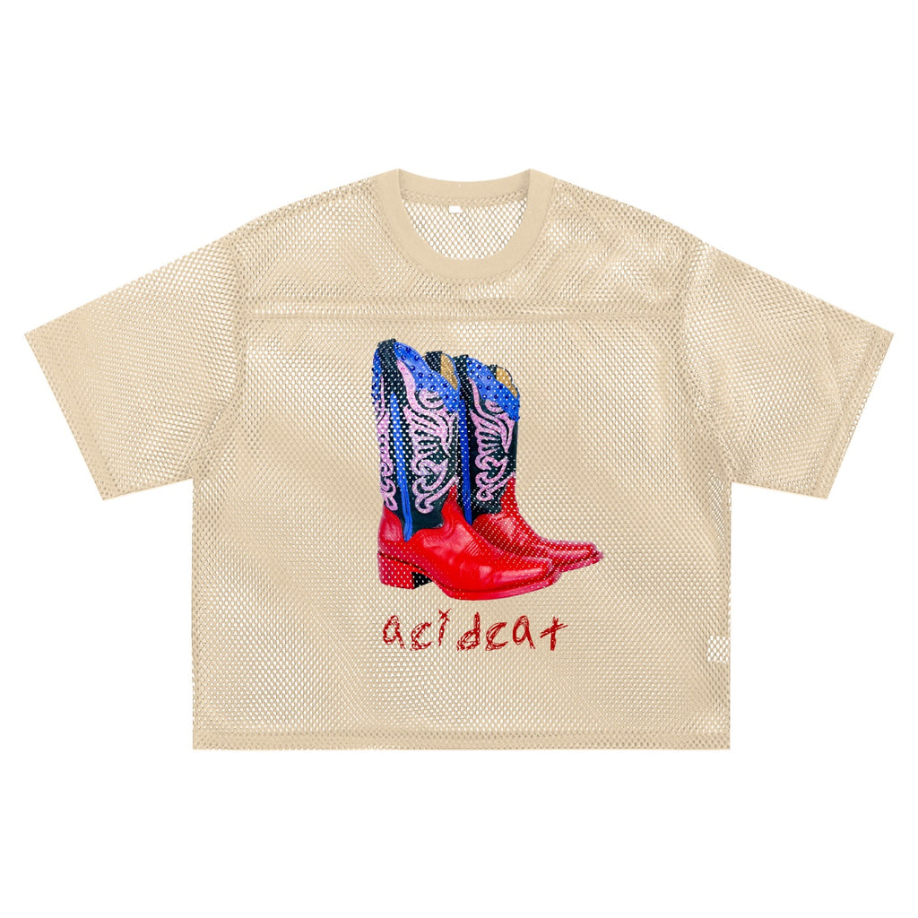 *PRE-ORDER* Red Cowboy Boot Vibe Etcetera Neutral Mesh Jersey